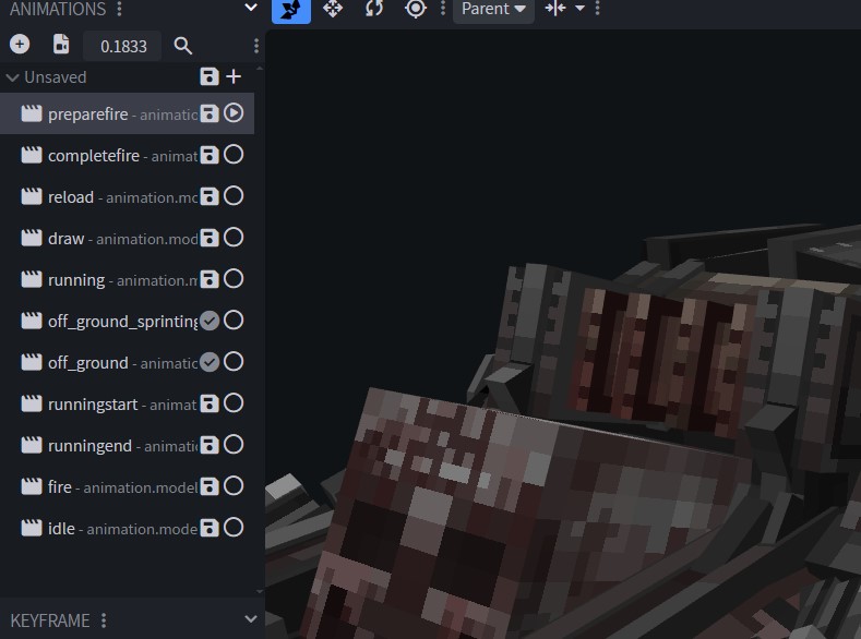Blockbench prepare fire and complete fire example