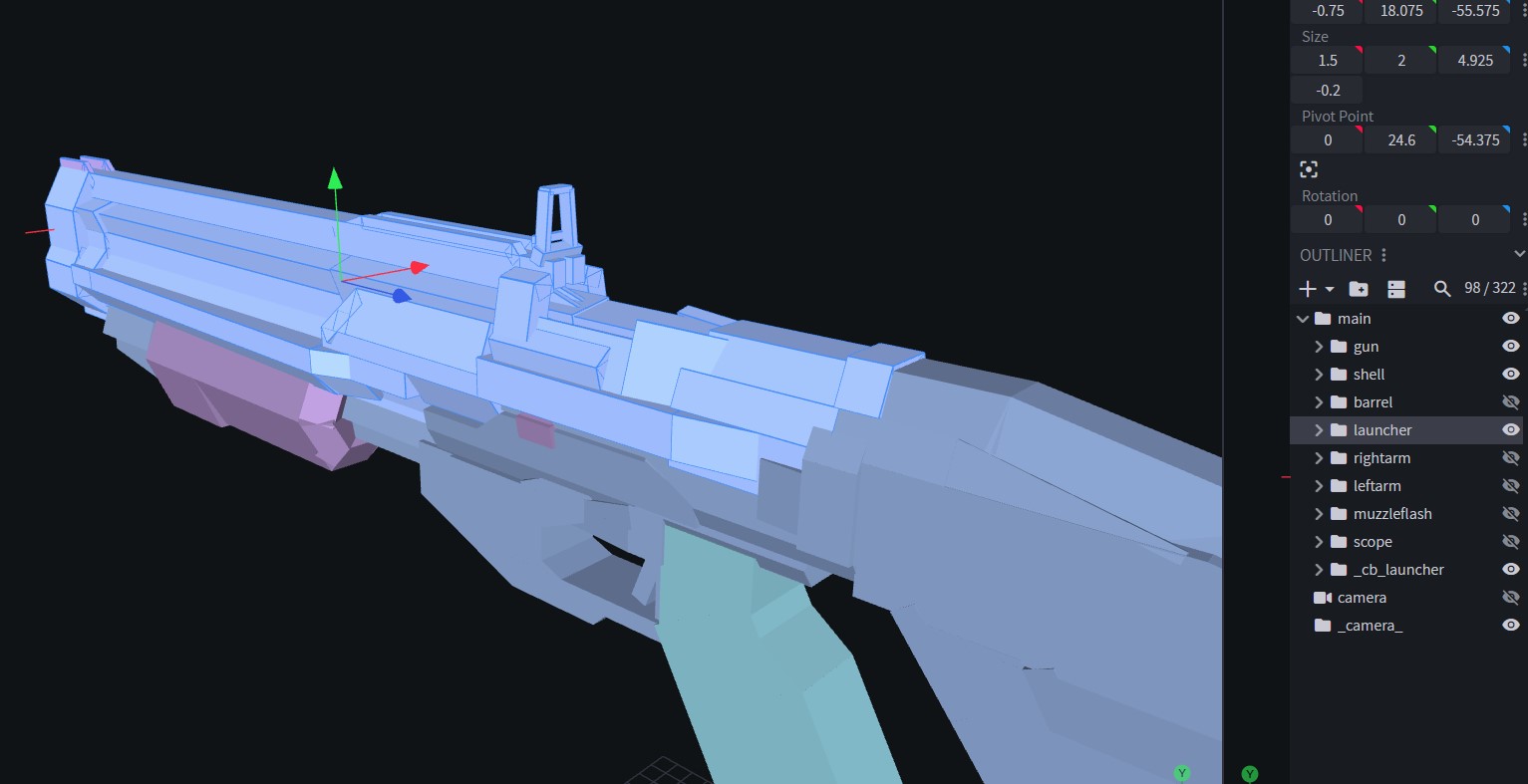 Blockbench launcher in gun example