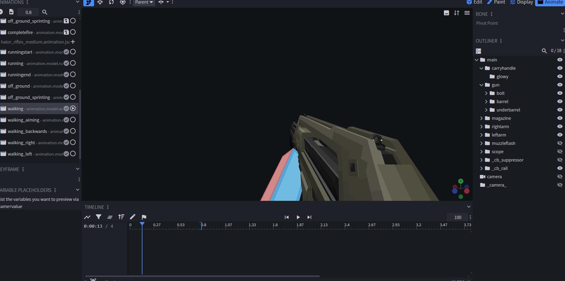 Blockbench walking example